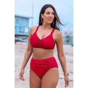 NEW CUPSHE Red DD+ Bikini Top & Tummy Control Bottoms Set SIZE XL